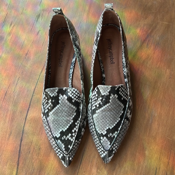 COPY - Jeffrey Campbell snakeskin leather pointed toe wood heel, size 7, nwot - Picture 2 of 7